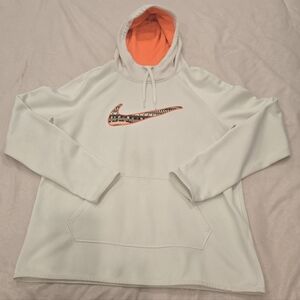 Nike White and Orange Men's Hoodie